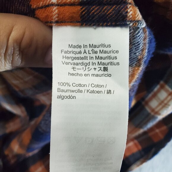 J. Crew Shirt Mens Medium Blue & Orange Plaid Flannel Long Sleeve - Picture 3 of 9